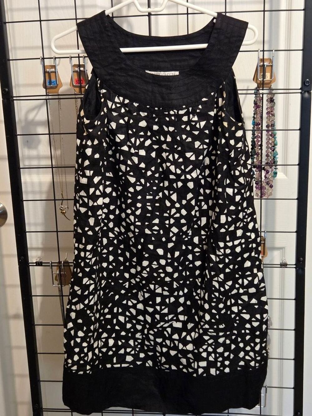 Maggy London Black and White Geometric Print Linen Dress